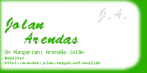jolan arendas business card